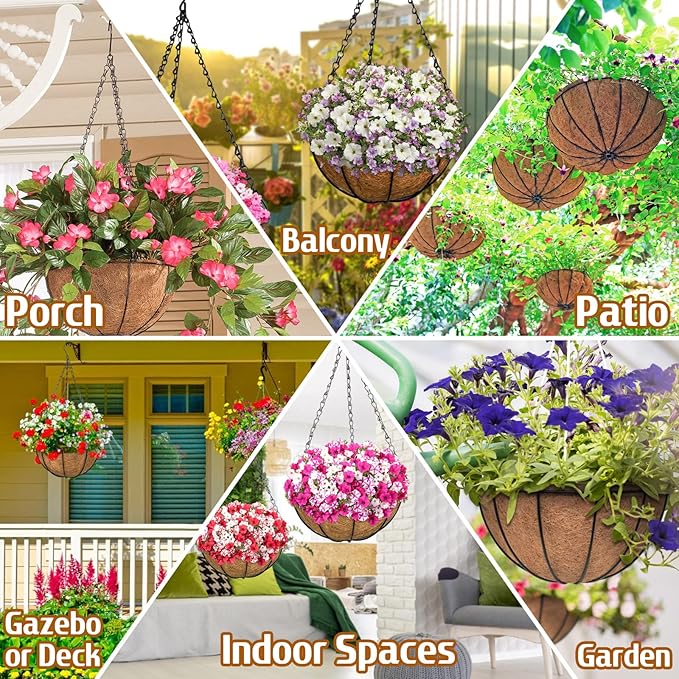 ZeeDix 3 Pack 10 Inch Metal Round Hanging Planter Basket - Image 5