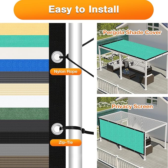Artpuch Outdoor Pergola Shade Cover 14' X 14' Sun Shade Cloth - Image 5