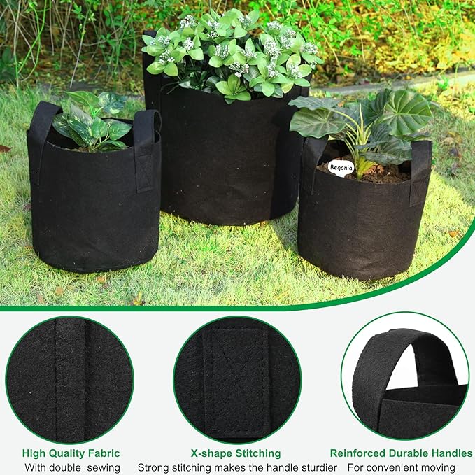 JERIA 12-Pack 30 Gallon Grow Bags, 300G Thickened Nonwoven Garden Pots - Image 3