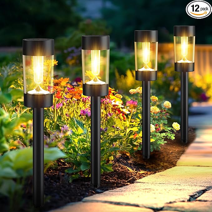 Solar Lights Outdoor, 12 Pack Waterproof Solar Landscape Lighting by EYROSA