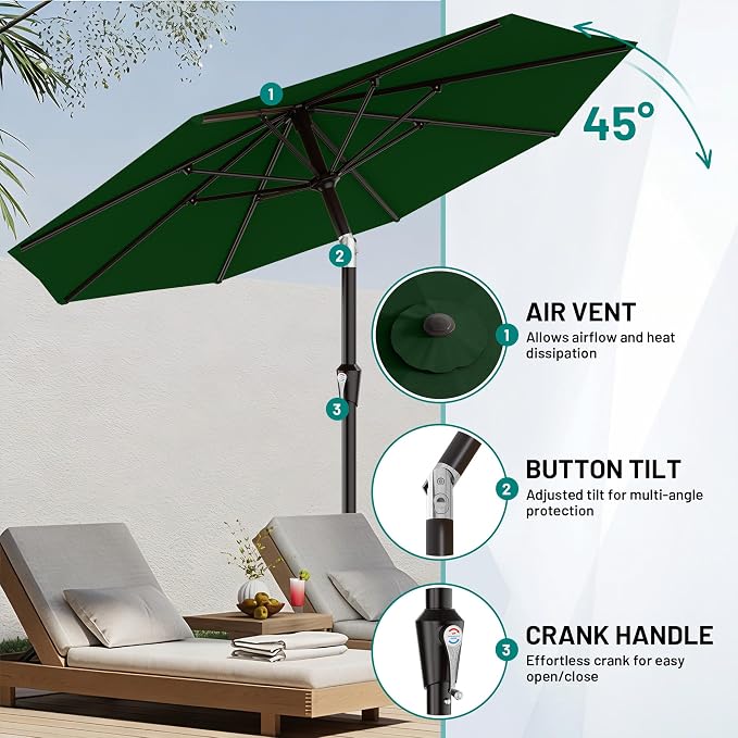 AreShark 9 FT Patio Umbrella for Outdoor, Outdoor Table Umbrella - Image 5