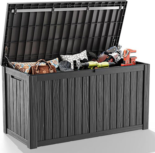 180 Gallon Outdoor Storage Box, Large Resin Deck Box by Unknown