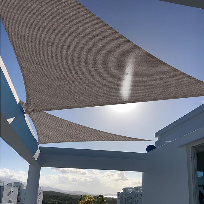 SUNNY GUARD Custom Size 12'x15'x19.2' Brown Sun Shade Sail Right Triangle UV by SUNNYGUARD