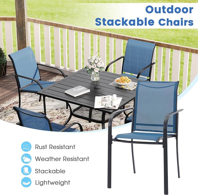 VICLLAX 7 Pieces Patio Dining Set, Outdoor Furniture Set Includes 47.2" Round - Image 4