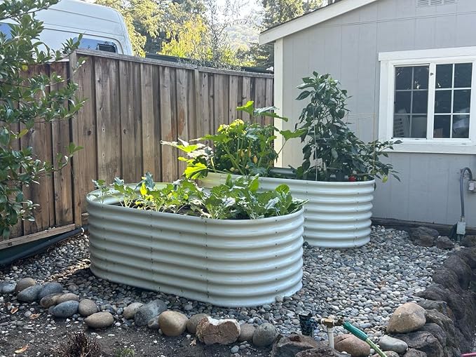 A ANLEOLIFE 7-Set 8X4X2 ft Galvanized Raised Garden Bed Kit, Oval Metal Deep - Image 2