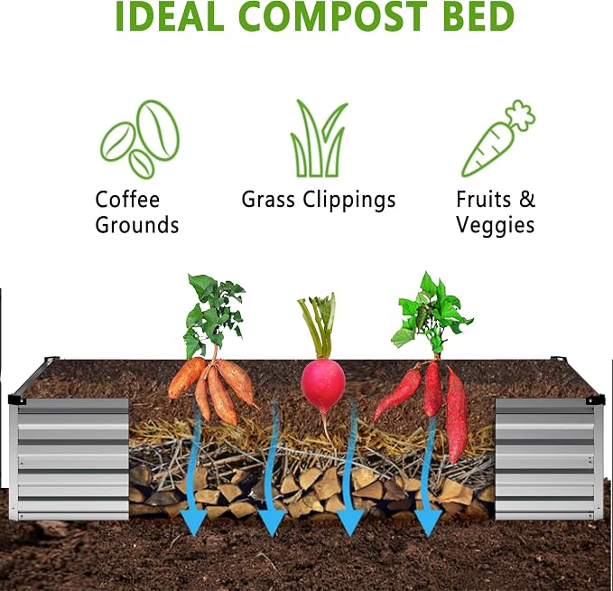 2PCS Galvanized Raised Garden Bed Kit, Vegetable Boxes-Rectangle Metal Flower - Image 4