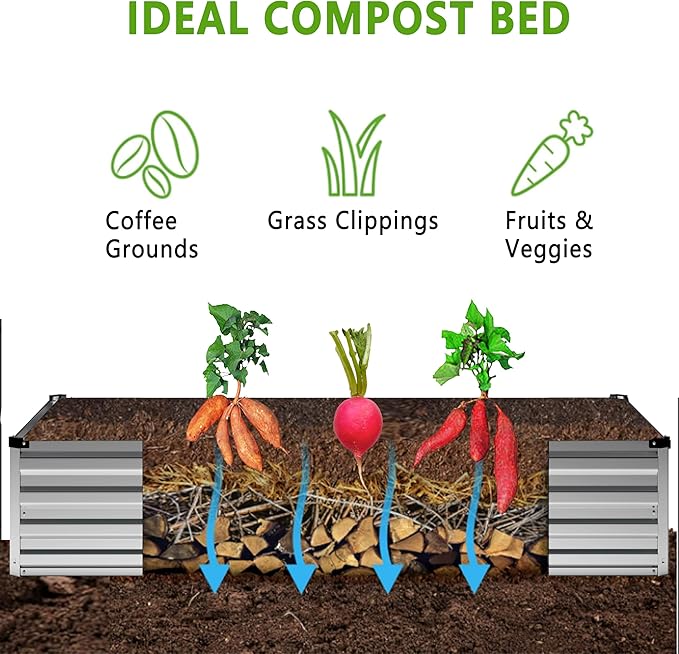 2PCS 12x4x1FT Galvanized Raised Garden Bed Kit, Vegetable Boxes-Rectangle Metal - Image 3
