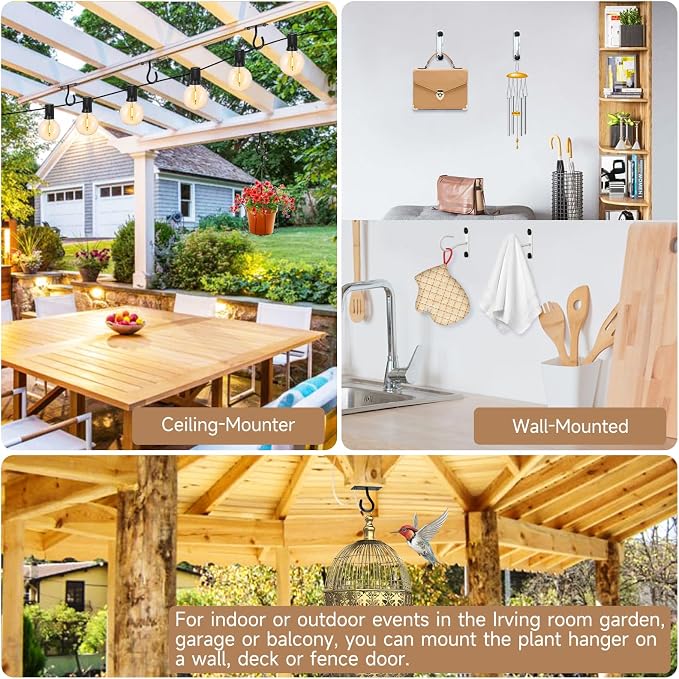 6Pack 2.5Inch Ceiling Hooks for Hanging Plant, Hanger for Indoor and Outdoor - Image 8