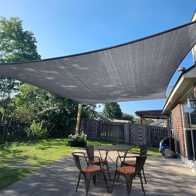 SUNLAX Sun Shade Sail 11' x 14' Dark Grey Rectangle Canopy Sail Shade Cover UV by SUNLAX
