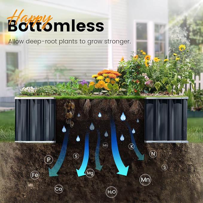 KING BIRD Raised Garden Bed 68" x 36" x 18" Heightened Galvanized Steel Metal - Image 7