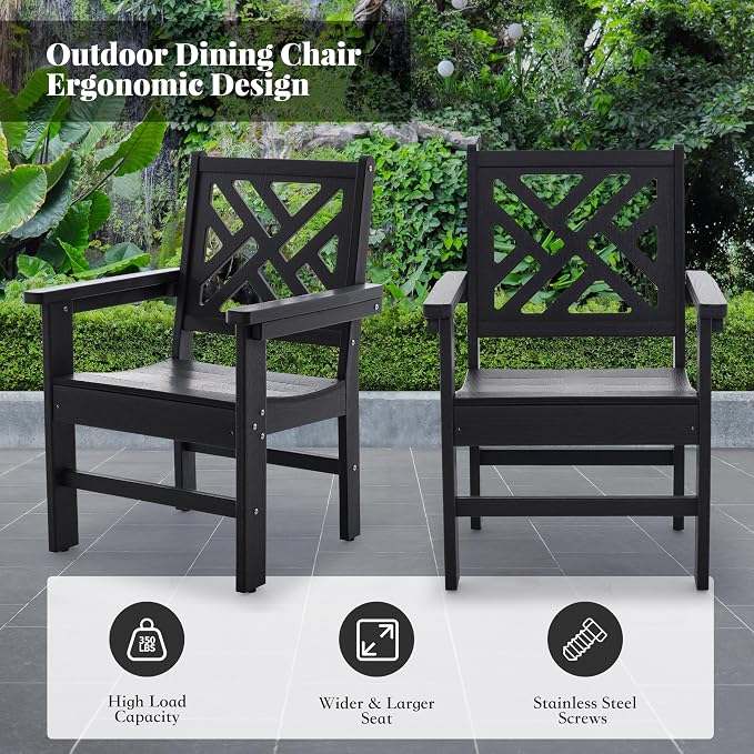 HDPE Outdoor Dining Set, 6-Piece Outdoor Table and Chairs Include 4 Dining - Image 5