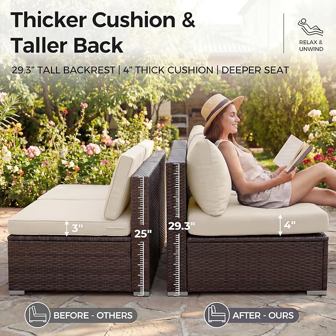 NICESOUL 9 Piece Patio Furniture Conversation Set, Extra Large Size Outdoor - Image 7
