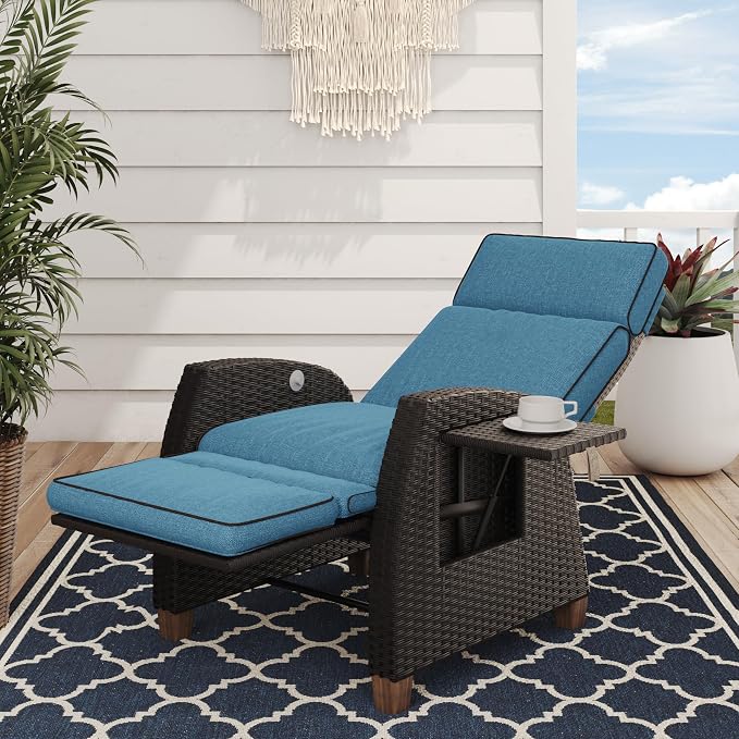 Grand patio Outdoor Recliner Chair Patio 150° Lay Flat Recliner by GrandPatio