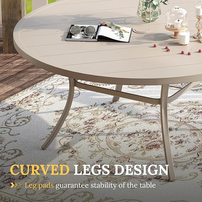 VICLLAX Patio Dining Set for 8, Outdoor Furniture Set Includes 53" Round Patio - Image 4