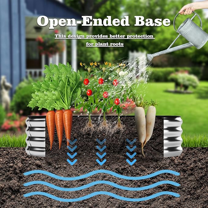 Garden Box Raised Flower Bed Galvanized Metal Planter Round Raised Garden Bed - Image 3