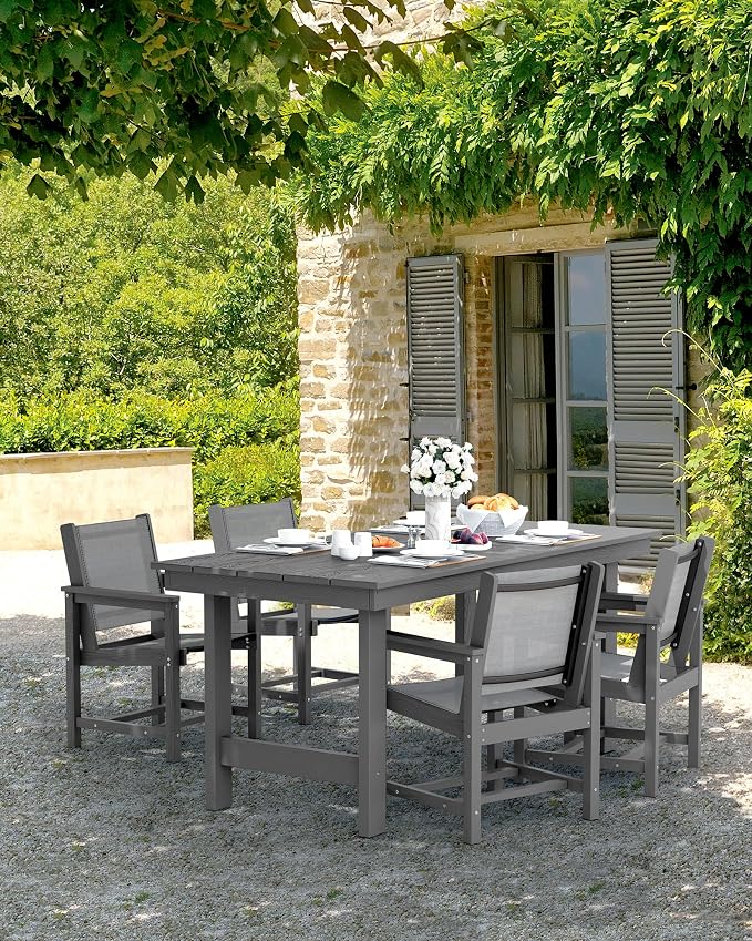SERWALL Patio Dining Sets for 6, Outdoor HDPE Dining Set - Image 6