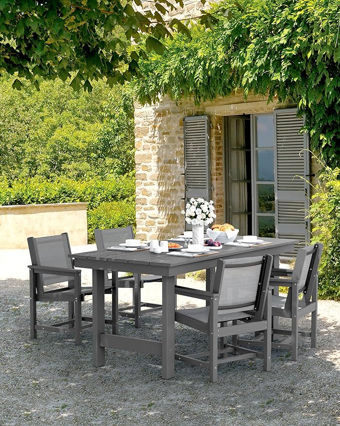 SERWALL Textilene Outdoor Dining Chair Set of 2, HDPE Frame - Image 8