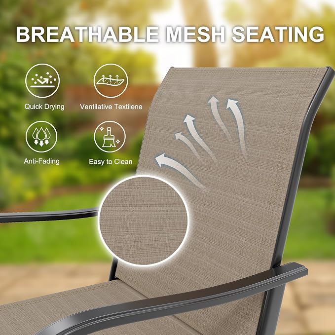 3 PCS Patio Swivel Bar Stools Set, 3 Piece Swivel Outdoor Table and Chairs Bar - Image 4