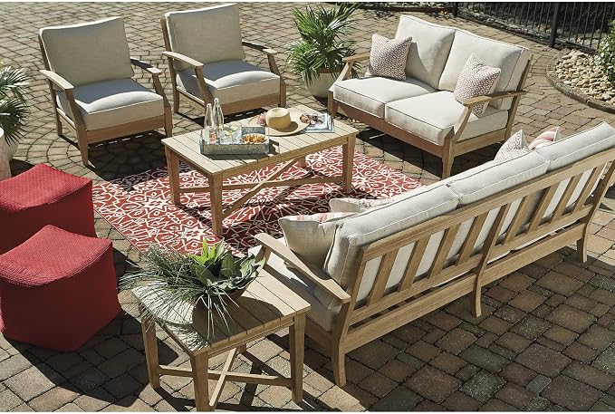 Signature Design by Ashley Clare View Outdoor Patio Sofa, 4 Throw Pillows - Image 5