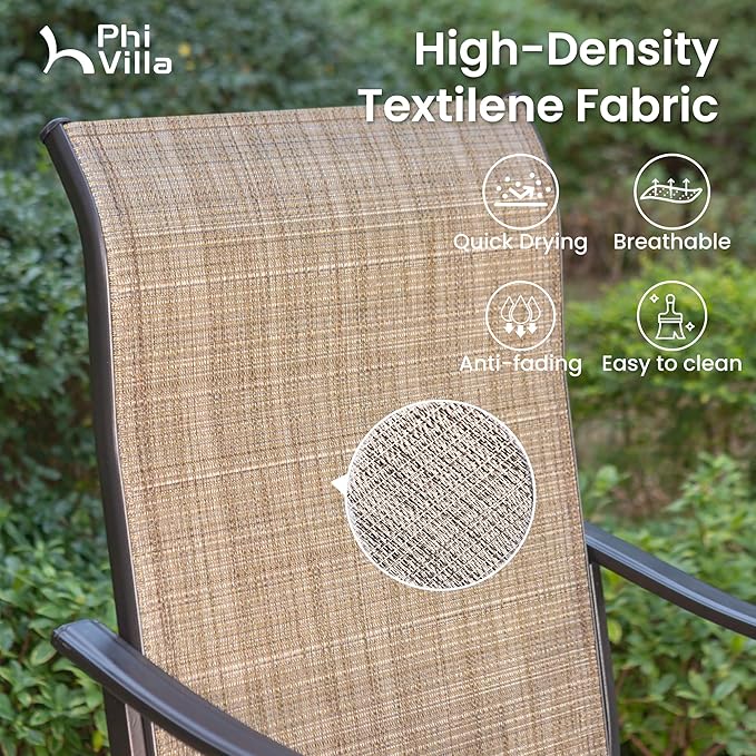 PHI Villa Outdoor Swivel Bar Stools Set of 6, Counter Height Patio Chairs - Image 3