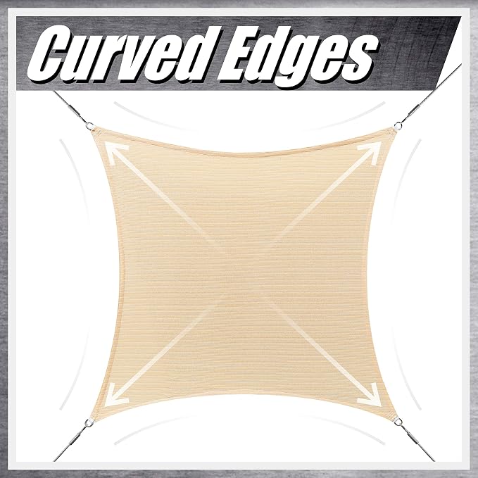 ColourTree 16' x 20' Beige Rectangle CTAPS16 Sun Shade Sail Canopy Mesh Fabric - Image 8