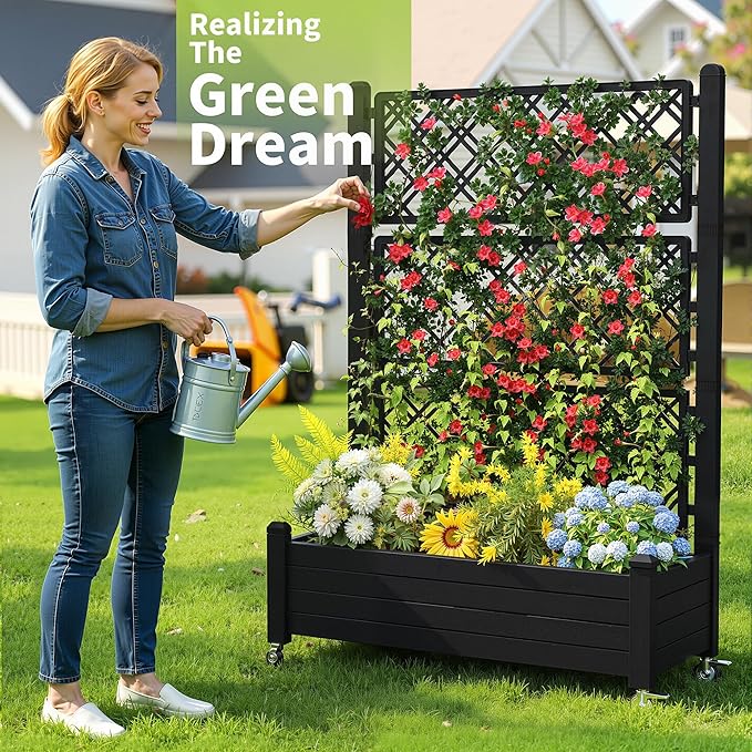 Raised Garden Bed with Trellis, 21 Gallon Self Watering Planter Box with - Image 4