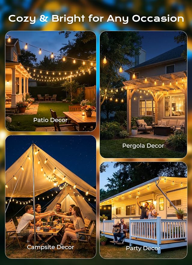 Brightown 108FT 50 LED Solar String Lights Outdoor Waterproof, Patio Lights - Image 7