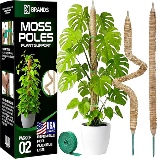 2 Pack 28'' Bendable Moss Pole Monstera Plant Support by K-BRANDS