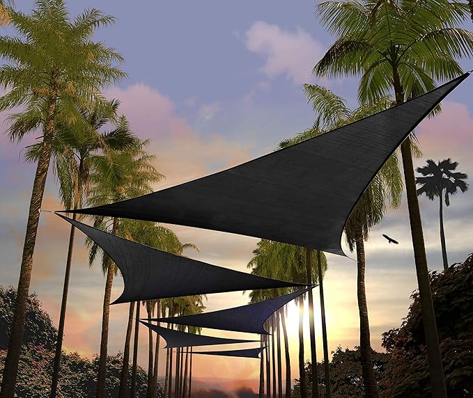 Amgo Custom Size 5' x 5' x 5' Black Triangle Sun Shade Sail UPF50+ AGTAPRT12 by Amgo
