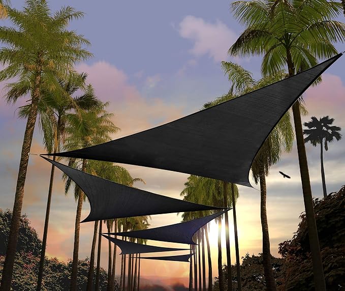 Amgo Custom Size 15' x 15' x 15' Black Triangle Sun Shade Sail Order to Make by Amgo