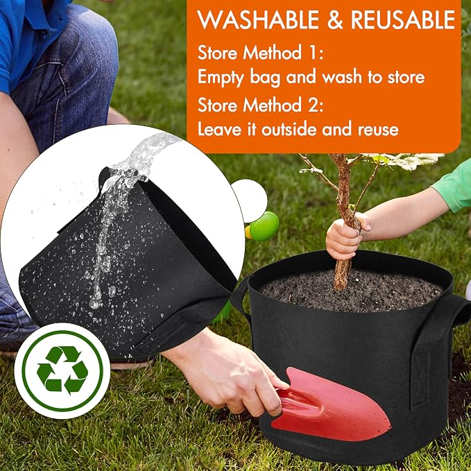Gardzen 10-Pack 3 Gallons Grow Bags, Aeration Fabric Pots - Image 6