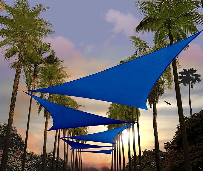 Amgo Custom Size 7' x 7' x 7' Blue Triangle Sun Shade Sail UPF50+ AGTAPRT12 by Amgo