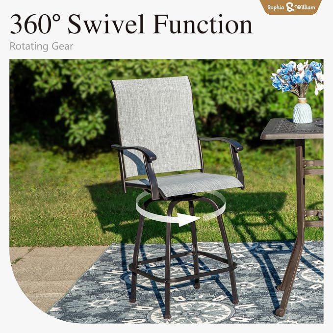 Sophia & William Outdoor Bar Set, Patio Bar Table and Chairs Set, Bar Height - Image 3