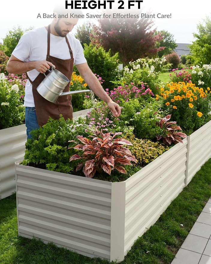 GarveeLife 8x4x2 ft Galvanized Raised Garden Bed, Rust-Resistant Raised Garden - Image 3