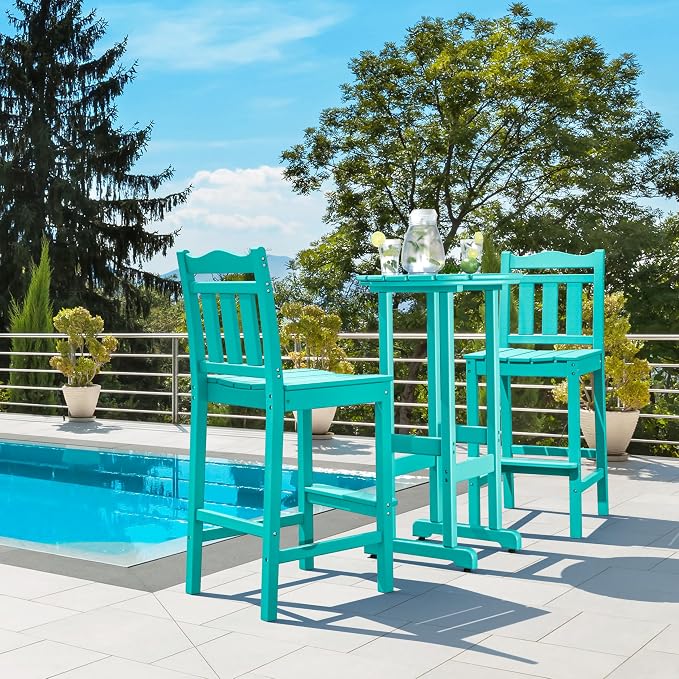 nalone Outdoor Bar Stools Set of 2, HDPE Tall Adirondack Chairs Bar Chairs - Image 2
