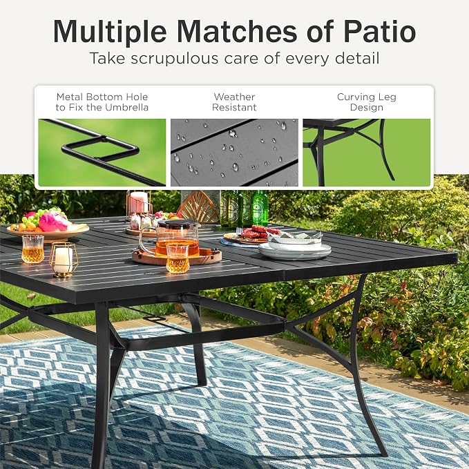 PHI VILLA 9 Piece Patio Dining Set, Outdoor Dining Furniture Patio Table Set - Image 5