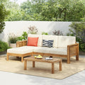 Merax 3 Piece Acacia Wood Patio Furniture Set, Outdoor Sectional Sofa Set by Merax