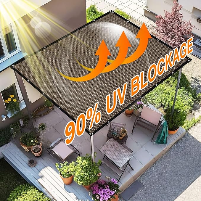 Artpuch 90% Sun Shade Cloth, 10 x 10 FT Pergola Shade Cover Canopy - Image 3