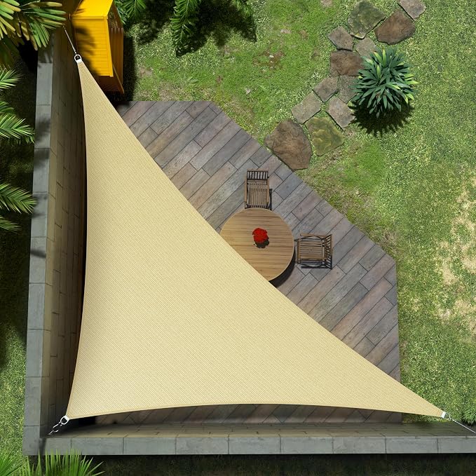Amgo Custom Size 8' x 13' x 15.3' Beige Right Triangle Sun Shade Sail Order to by Amgo