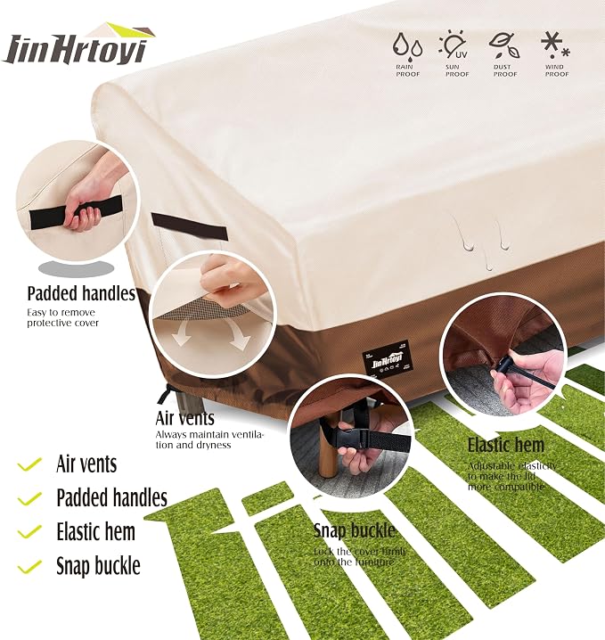 JinHrtoyi 3-Seater Outdoor Couch Cover, 79Wx38Dx35H inches Outdoor Furniture - Image 7