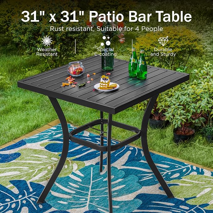 PHI VILLA 5 Piece Outdoor Bar Furniture Set, Counter-Height Patio Bistro Table - Image 6