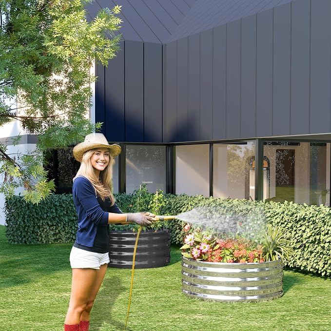 3PCS 4x4x1FT Galvanized Raised Garden Bed Kit, Vegetable Boxes-Round Metal - Image 7