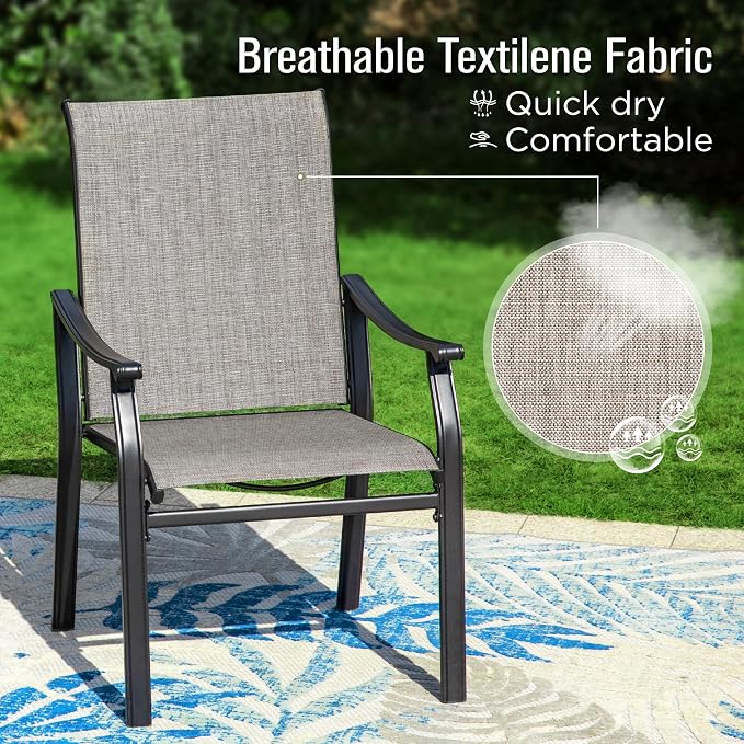 Sophia & William 7 Pieces Patio Dining Set, 6 Quick Dry Textilene Chairs and - Image 4