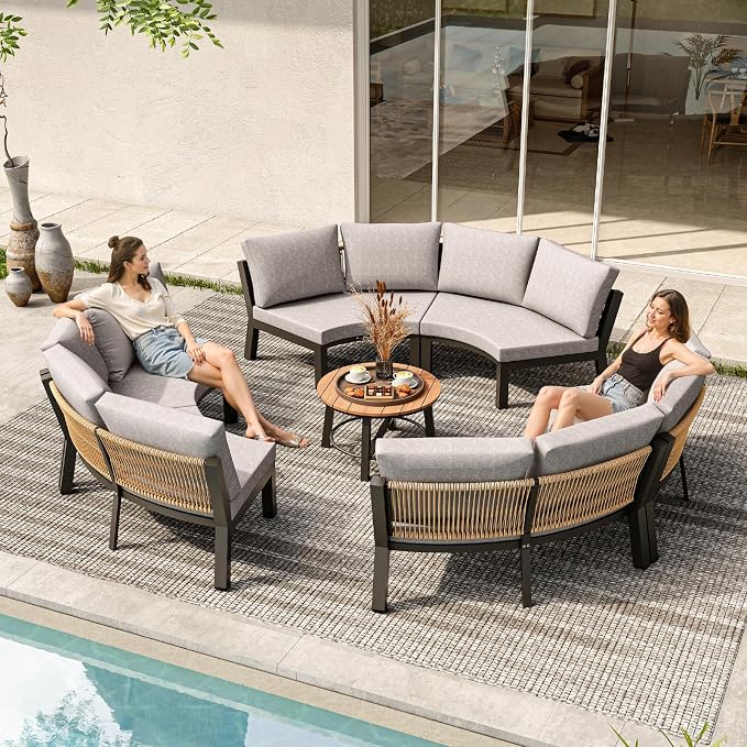 Outdoor Aluminum Round Coffee Table, All-Weather Patio Coffee Tables - Image 7