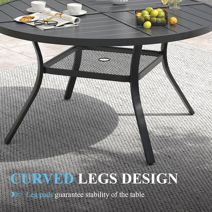 VICLLAX Patio Table and Chair Set of 4, All Weather Metal Round Outdoor Dining - Image 6