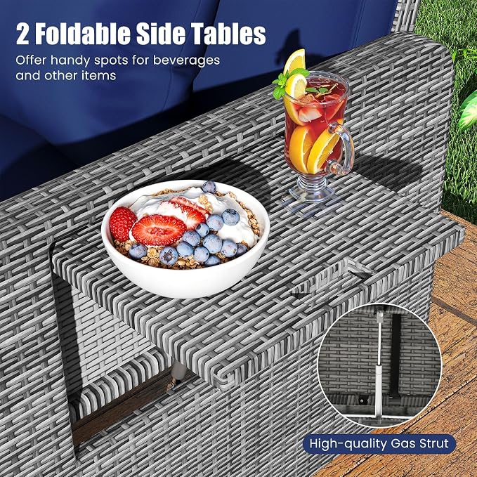 LDAILY Moccha Outdoor Daybed, Wicker Loveseat Sofa Set - Image 3