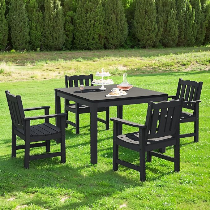 Stoog 5 Pieces Patio Dining Sets, All-Weather HIPS Material & Aluminum Frame - Image 9