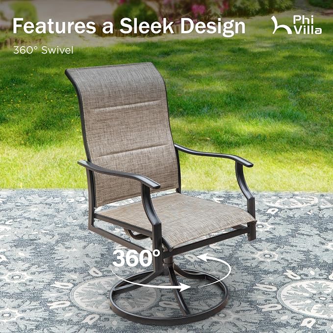 PHI VILLA Swivel Patio Chair Set of 6, All Weather-Resistant - Image 5