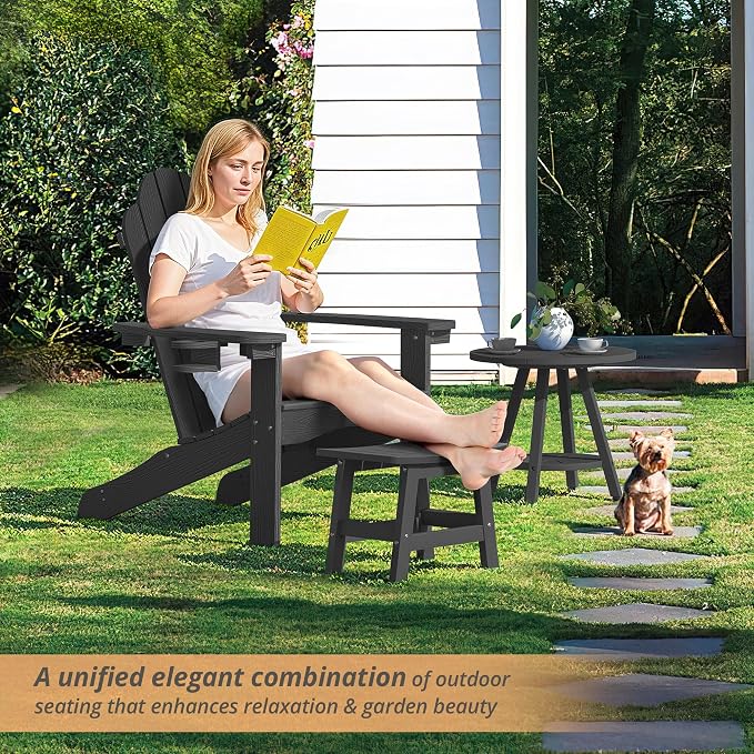 LUE BONA Outdoor Adirondack Ottomans, Footrest Footstool Set of 2, Outdoor Foot - Image 3