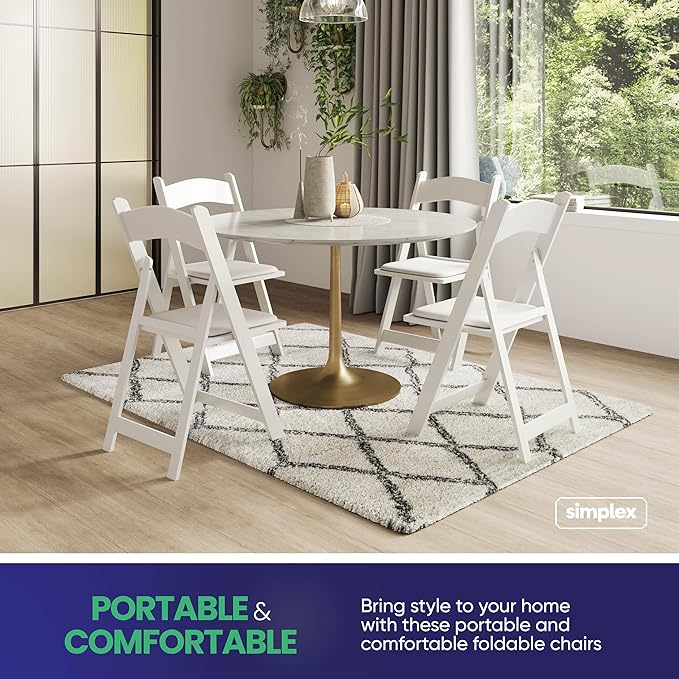 SIMPLEX 200 White Folding Chairs – Resin Stackable Foldable Chairs - Image 4